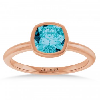 Cushion Cut London Blue Topaz Fashion Ring 14K Rose Gold (1.23ct)