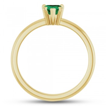 Heart Lab Grown Emerald & Natural Diamond Ring 14K Yellow Gold (0.43ct)