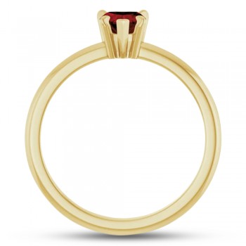 Heart Natural Mozambique Garnet & Natural Diamond Ring 14K Yellow Gold (0.63ct)