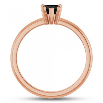 Heart Natural Black Onyx & Natural Diamond Ring 14K Rose Gold (0.38ct)