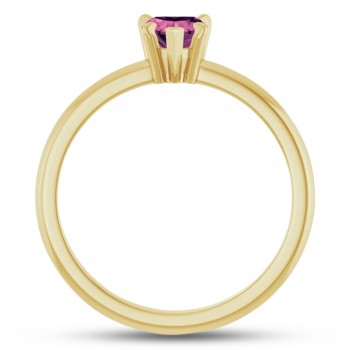 Heart Natural Pink Tourmaline & Natural Diamond Ring 14K Yellow Gold (0.49ct)