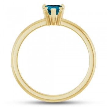 Heart Natural London Blue Topaz & Natural Diamond Ring 14K Yellow Gold (0.60ct)