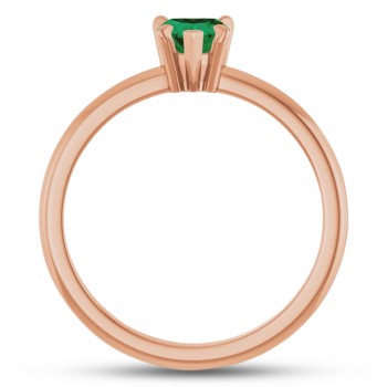 Heart Lab Grown Emerald & Natural Diamond Ring 14K Rose Gold (0.43ct)