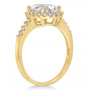 Oval Moissanite & Halo Diamond Engagement Ring 14k Yellow Gold 2.82ct