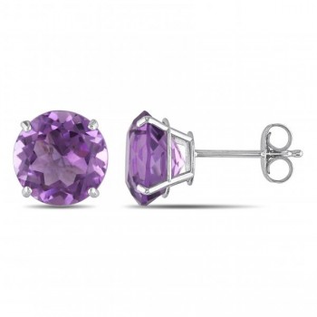 Round Cut Solitaire Amethyst Stud Earrings in 14k White Gold (3.30ct)
