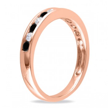 Channel Set Black & White Diamond Wedding Band 14k Rose Gold (0.44ct)