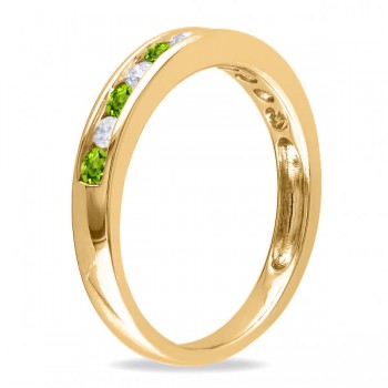 Channel Set Round Peridot & Diamond Wedding Band 14k Yellow Gold (0.56ct)