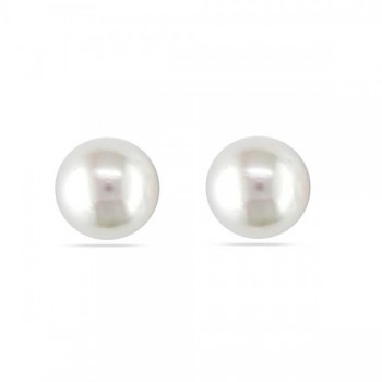 White South Sea Pearl Stud Earrings 14k White Gold 10-11mm