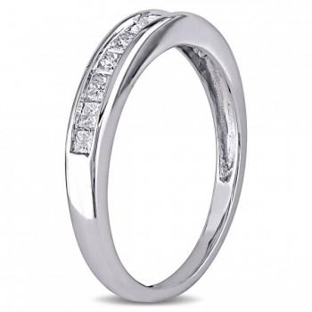 Semi Eternity Princess Cut Diamond Wedding Band 14K White Gold 0.50ct