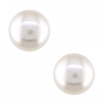 Cultured Freshwater White Pearl Stud Earrings 14k White Gold 10-11mm