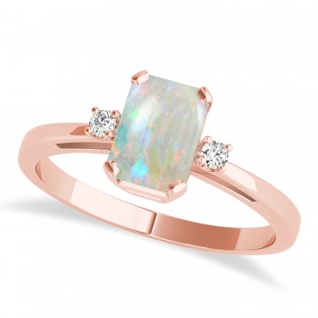 Opal Emerald Cut Three-Stone Ring 14k Rose Gold (1.04ct)