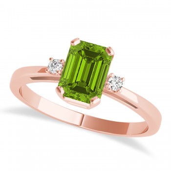 Peridot Emerald Cut Three-Stone Ring 14k Rose Gold (1.04ct)