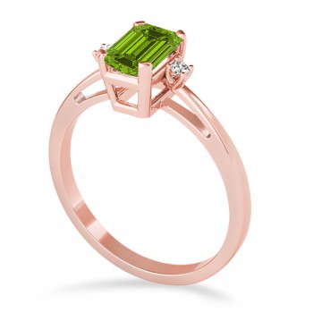 Peridot Emerald Cut Three-Stone Ring 14k Rose Gold (1.04ct)