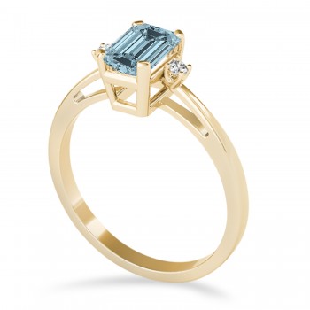 Aquamarine Emerald Cut Three-Stone Ring 14k Yellow Gold (1.04ct)