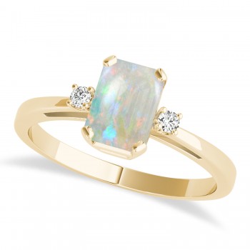 Opal Emerald Cut Three-Stone Ring 14k Yellow Gold (1.04ct)