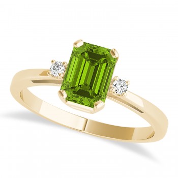 Peridot Emerald Cut Three-Stone Ring 14k Yellow Gold (1.04ct)
