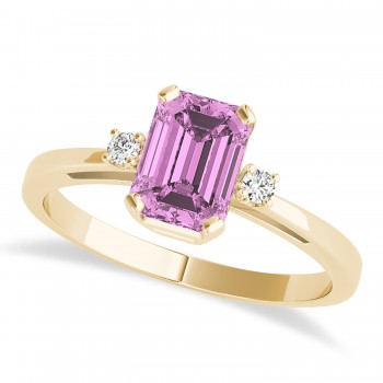Pink Sapphire Emerald Cut Three-Stone Ring 14k Yellow Gold (1.04ct)