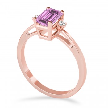 Pink Sapphire Emerald Cut Three-Stone Ring 18k Rose Gold (1.04ct)