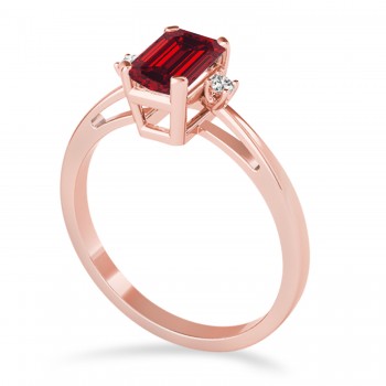Ruby Emerald Cut Three-Stone Ring 18k Rose Gold (1.04ct)