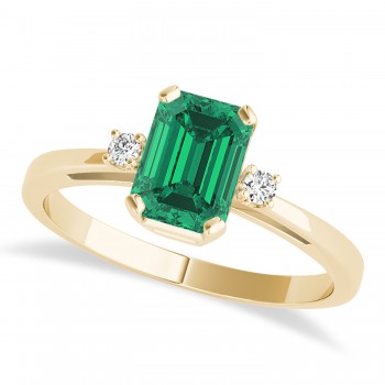 Emerald Emerald Cut Three-Stone Ring 18k Yellow Gold (1.04ct)