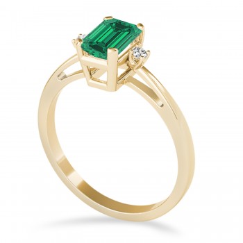 Emerald Emerald Cut Three-Stone Ring 18k Yellow Gold (1.04ct)