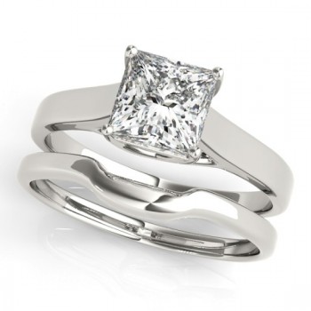 Diamond Princess Cut Solitaire Bridal Set Platinum (1.24ct)