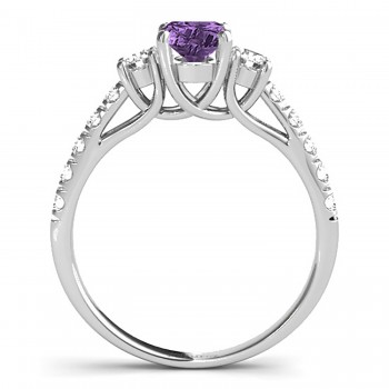 Oval Cut Amethyst & Diamond Engagement Ring Platinum (1.40ct)