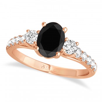 Oval Cut Black Diamond & Diamond Engagement Ring 14k Rose Gold (1.40ct)