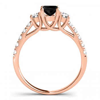 Oval Cut Black Diamond & Diamond Engagement Ring 14k Rose Gold (1.40ct)