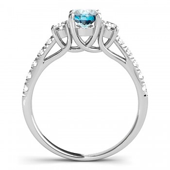 Oval Cut Blue Sapphire & Diamond Engagement Ring Platinum (1.40ct)