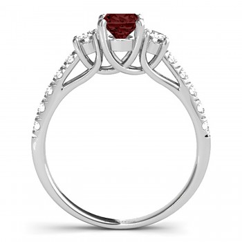 Oval Cut Garnet & Diamond Engagement Ring Platinum (1.40ct)