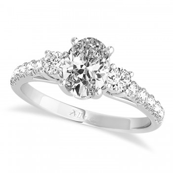 Oval Cut Lab Grown Diamond Engagement Ring 18k White Gold (1.40ct)