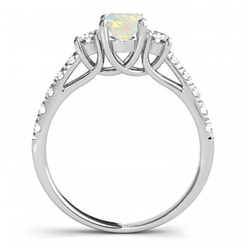 Oval Cut Opal & Diamond Engagement Ring Platinum (1.40ct)