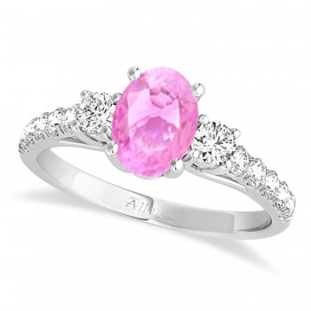 Oval Cut Pink Sapphire & Diamond Engagement Ring Platinum (1.40ct)