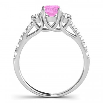 Oval Cut Pink Sapphire & Diamond Engagement Ring Platinum (1.40ct)