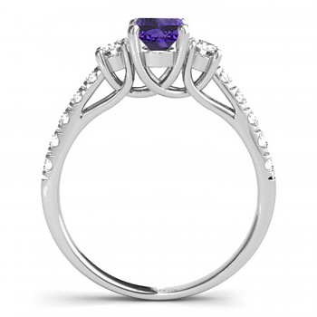 Oval Cut Tanzanite & Diamond Engagement Ring Platinum (1.40ct)