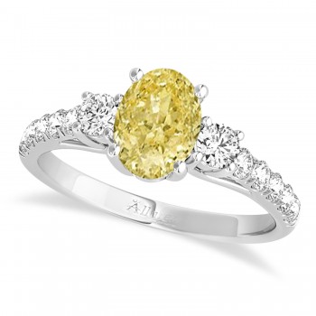 Oval Cut Yellow Diamond & Diamond Engagement Ring 14k White Gold (1.40ct)