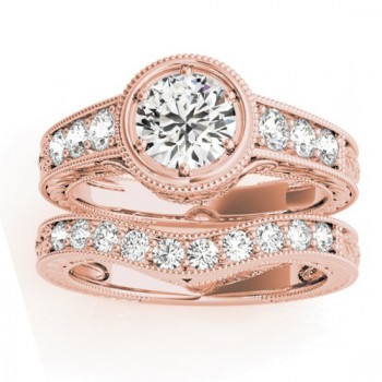 Diamond Antique Style Bridal Set Setting 14K Rose Gold (0.47ct)