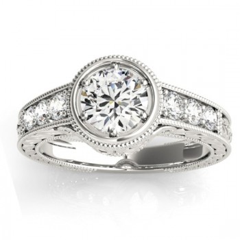 Diamond Antique Style Bridal Set Setting 14K White Gold (0.47ct)