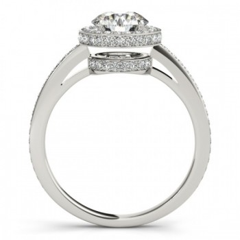 Two-Tier & Halo Round Cut Engagement Ring 14k White Gold (1.50ct)
