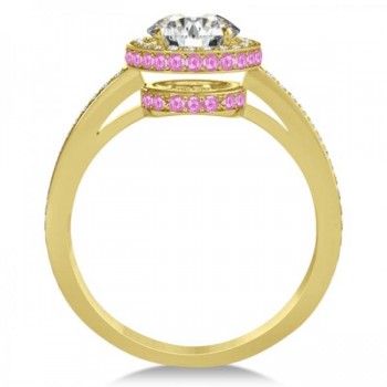 Diamond & Pink Sapphire Gemstone Engagement Ring 14k Yellow Gold 1.50ct