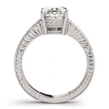 Diamond Accented Oval Engagement Ring Setting 14k White Gold 0.10ct
