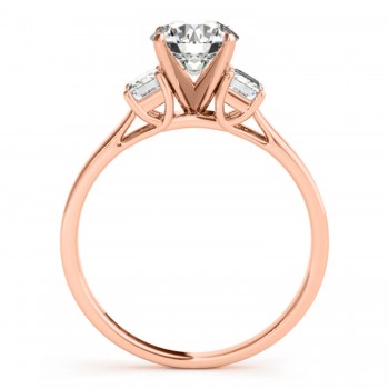 Trio Emerald Cut Diamond Engagement Ring 14k Rose Gold (0.30ct)