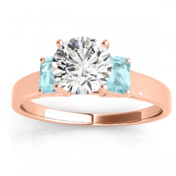 Trio Emerald Cut Aquamarine Engagement Ring 14k Rose Gold (0.30ct)