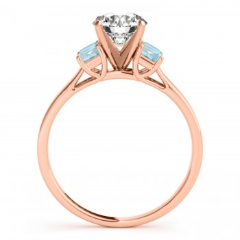 Trio Emerald Cut Aquamarine Engagement Ring 14k Rose Gold (0.30ct)