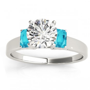Trio Emerald Cut Blue Diamond Engagement Ring Platinum (0.30ct)