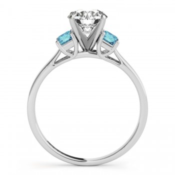 Trio Emerald Cut Blue Diamond Engagement Ring Platinum (0.30ct)