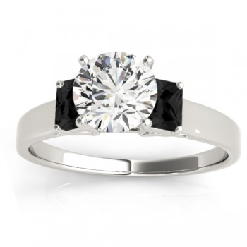 Trio Emerald Cut Black Diamond Engagement Ring Platinum (0.30ct)