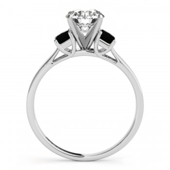 Trio Emerald Cut Black Diamond Engagement Ring Platinum (0.30ct)