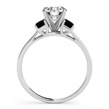 Trio Emerald Cut Black Diamond Engagement Ring Platinum (0.30ct)